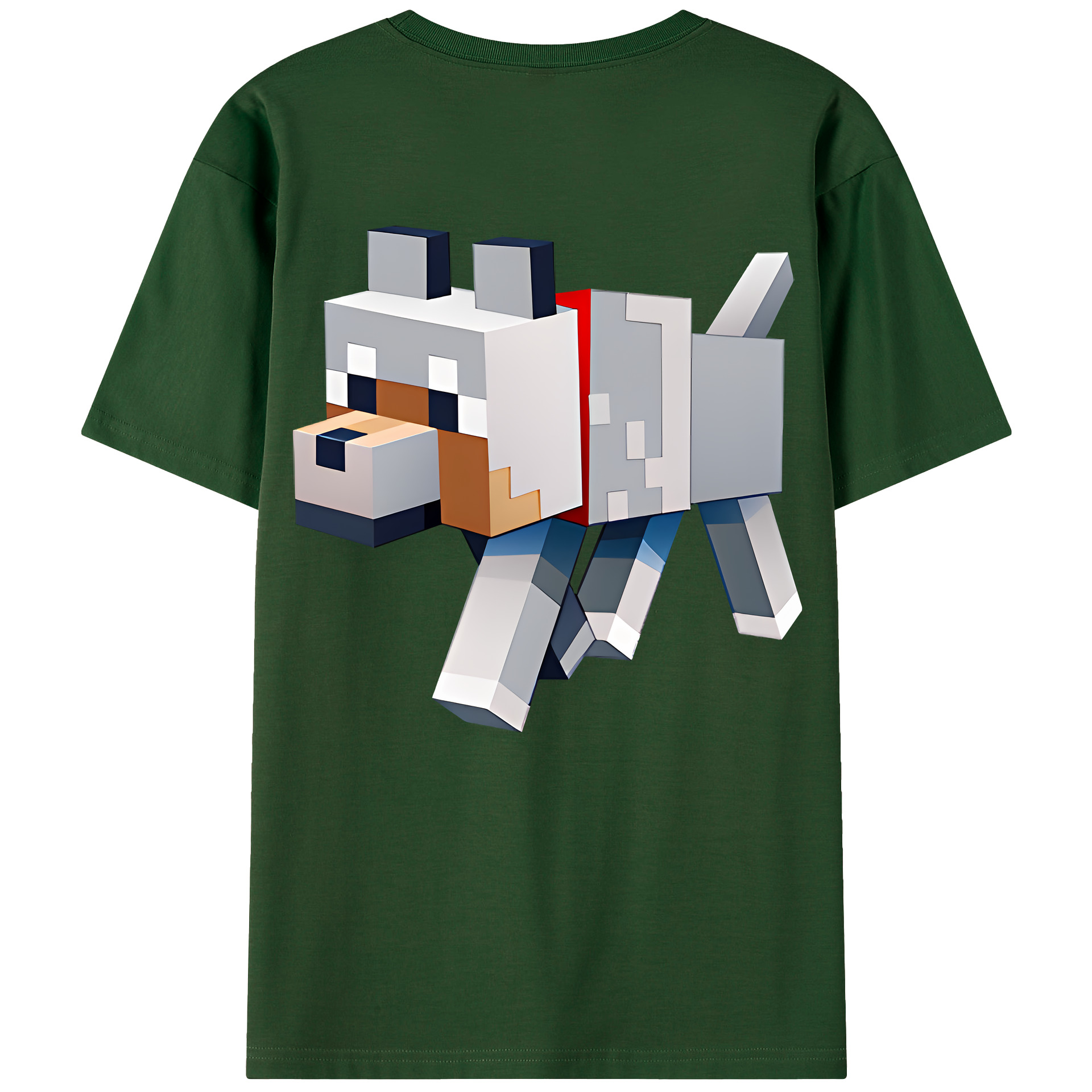 （画像用） マインクラフト ブロックの世界 Minecraft MC Block world 綿100％半袖Tシャツ（背面プリント）